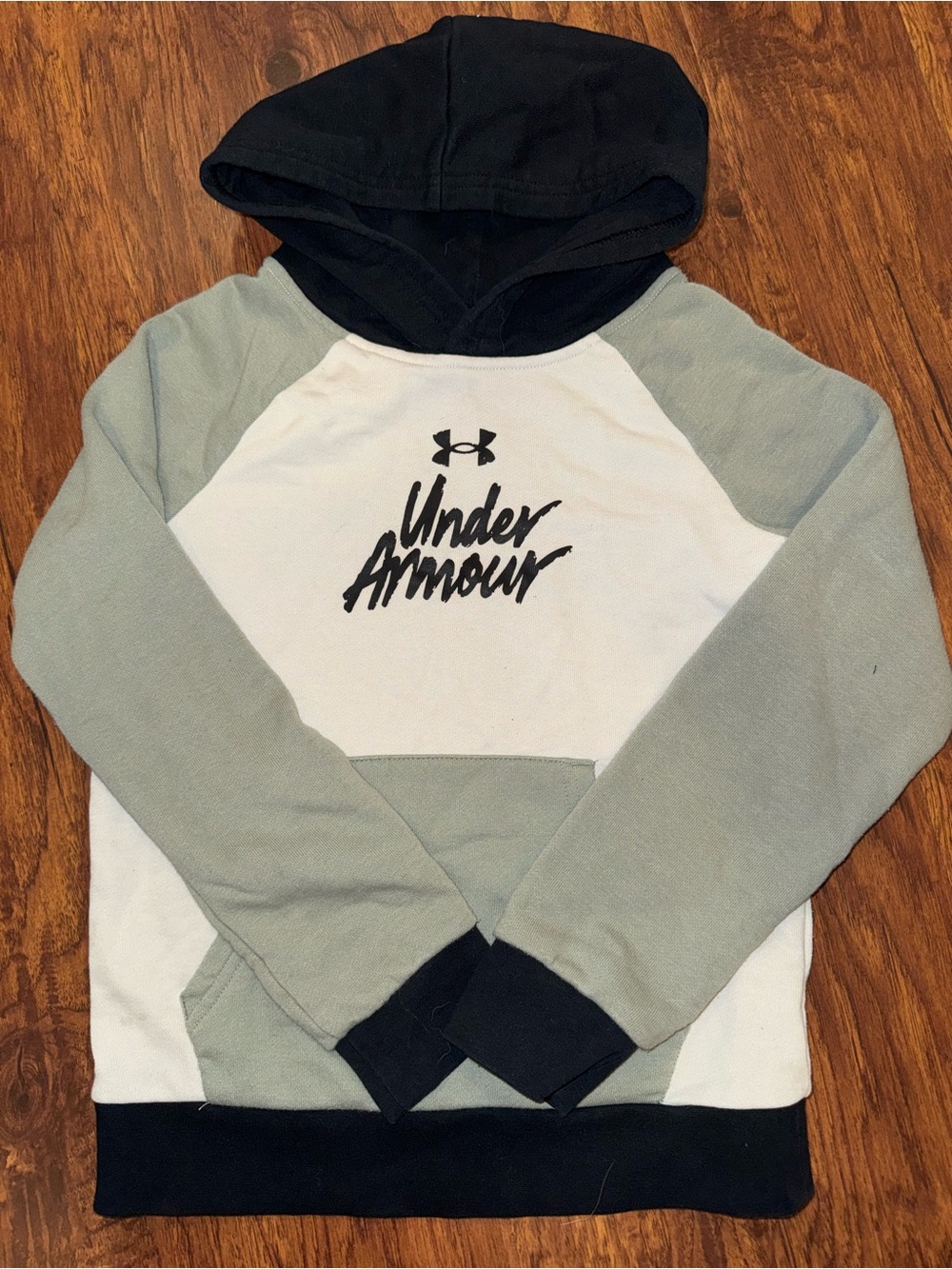 Kids Under Armour Black, White & Sage Hooded Sweatshirt